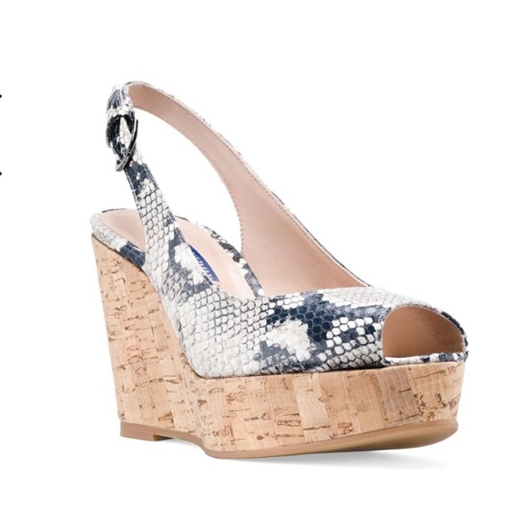 NEW  Stuart Weitzman python printed Jean wedge - Picture 2 of 9